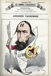 Portrait of Auguste Vacquerie (1819-1895), French poet, playwright and journalist. Cartoon by Gill, Paris by Andre Gill
