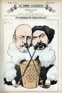 Portrait of Emile Erckmann and Alexandre Chatrian by Andre Gill
