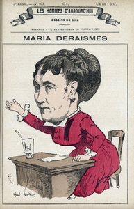 Portrait of Maria Deraismes (1828-1894), a French woman of letters and feminist. Cartoon by Gill, Paris by Andre Gill
