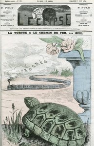The Turtle and the Railway, an illustration of the technological advances of the railways. Cover in L