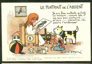 Postcard, Color Satirical: The Portrait of the Absent - War of 14 -18, Childhood Illustration by Andre Helle by Andre Helle