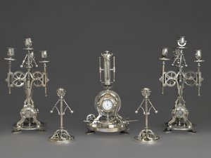 Clock, Part of a Five Piece Clock Garniture, c.1880 by Andre Romain Guilmet