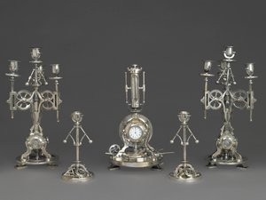 Five Piece Clock Garniture, c.1880 by Andre Romain Guilmet