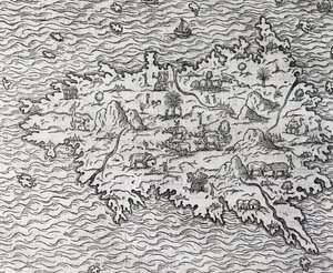 Map of Sumatra, Engraving by Andre Thevet by Andre Thevet