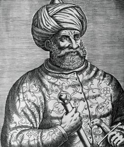 Portrait of Khayr al-Din, known as Barbarossa, Turkish corsair and admiral, engraving by Andre Thevet by Andre Thevet