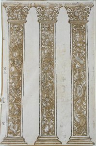 Architectural Motifs Forming a Border to the Procession of Caesar, by Andrea Andreani by Andrea (after) Mantegna