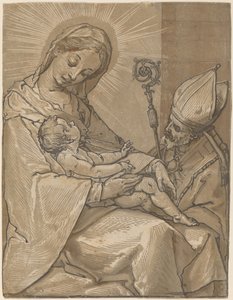 Madonna and Child with a Bishop by Andrea Andreani