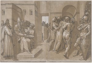 Pilate at the Left Washing His Hands, 1585 by Andrea Andreani