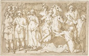 Emperor Trajan between Roma and Victoria
