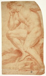 Seated Academic Male Nude in Profile to Left by Andrea Camassei