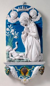Madonna of the Lilies, Adoration of the Child by Andrea Della Robbia