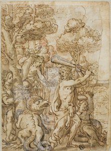 Hercules Slaying the Serpent Ladon in the Garden of the Hesperides by Andrea Lilio