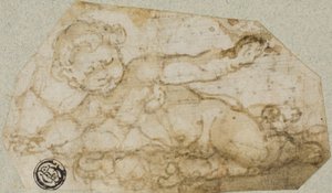 Putto with Garland by Andrea Lilio
