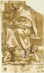 Saint Romuald or Saint Augustine in His Study by Andrea Lilio