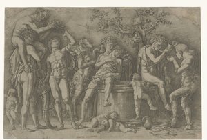 Bacchanal with Satyrs and Bacchantes by a Wine Press