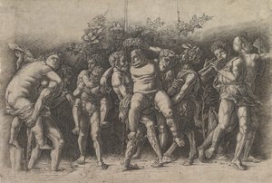 Bacchanal with Silenus, a frieze composition with ten figures around Silenus who is by Andrea Mantegna