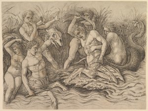 Battle of the Sea Gods (right portion of frieze) by Andrea Mantegna