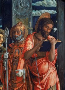 San Zeno Altarpiece. Detail of the Right Side. 1457-1460. The Detail Shows John the Baptist and Augustine of Hippo
