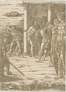 The Flagellation of Christ, with the Landscape Background by Andrea Mantegna