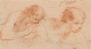 Two studies of the bust of a man turned towards the right by Andrea Sacchi