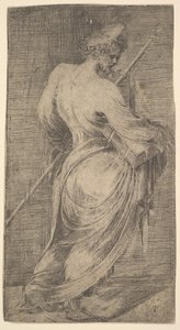 Saint James Major holding a staff and a book facing right, from Christ and the Apostles, ca. 1548-50