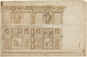 A Palatial Wall Ornamented with Sculptures and Paintings