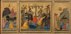 Scenes from the Passion of Christ: The Agony in the Garden, the Crucifixion, and the Descent into Limbo (entire triptych) by Andrea Vanni