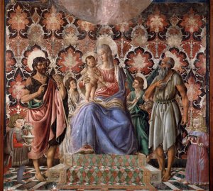 Virgin with Child with Saint John the Baptist and Another Saint, Two Angels, and Two Children of the Pazzi Family