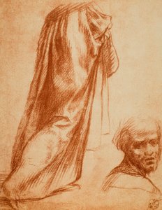 Study of Drapery and Male Portrait; Drawing by Andrea del Sarto. Gabinetto dei Disegni e delle Stampe, Uffizi Gallery, Florence by Andrea del Sarto