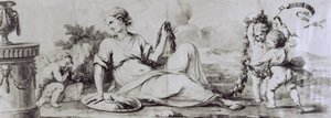Female Figure with Putti, Allegorical Composition