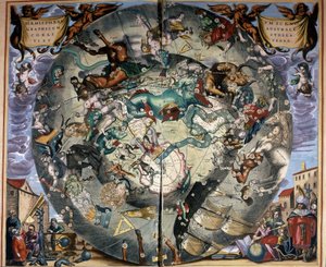 Representation of the Southern Hemisphere by Cellarius. 17th century book.