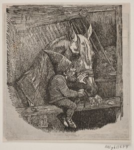 The Nisse in Tirup Feeding the White Mare by Andreas Flinch