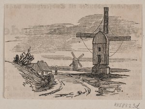 Two Windmills by a Road by Andreas Flinch