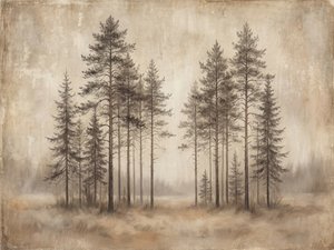 Misty Pine Forest Sketch