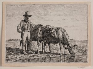 Shepherd with Cows by Andreas Peter Madsen