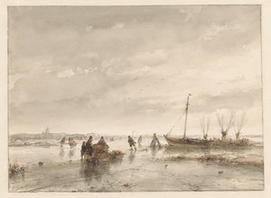 Winter Landscape with Frozen Lake