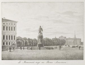 View of the Field of Mars and the Suvorov Monument in Saint Petersburg, 1821-1822