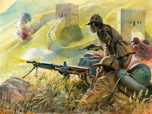 Fighting alongside the Great Wall of China