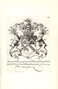 Coat of Arms and Crest of Edward Henry Rich, 7th Earl of Warwick and Holland, Baron Rich of Leeze and Kensington