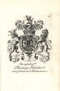 Coat of arms and crest of the right honorable Thomas Herbert, 8th Earl of Pembroke and Montgomery by Andrew Johnston