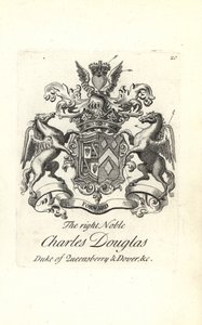 Coat of arms and crest of the right noble Charles Douglas, 3rd Duke of Queensberry and Dover by Andrew Johnston