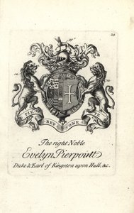 Coat of Arms and Crest of the Right Noble Evelyn Pierpoint, Duke and Earl of Kingston upon Hull by Andrew Johnston