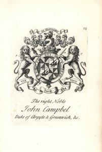 Coat of Arms and Crest of John Campbell, 2nd Duke of Argyll and Greenwich by Andrew Johnston