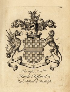 Coat of arms of the Right Honourable Hugh Clifford, Lord Clifford of Chudleigh, 2nd Baron Clifford of Chudleigh (1663-1730) by Andrew Johnston