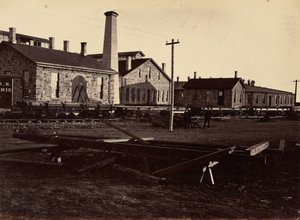 Plate 17. Laramie Machine Shops, from the Southwest, 1869 by Andrew Joseph Russell