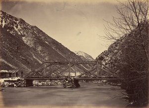 Plate 42. Mormon Turnpike Bridge, Mouth of Weber Canyon, 1869 by Andrew Joseph Russell