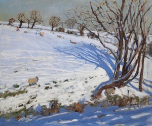 Children sledging, Derbyshire