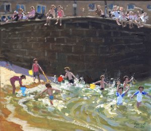 Splashing in Tenby Harbour
