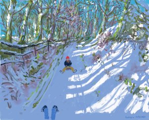 iPad Painting, Sledging, Windley Lane, Idridgehay, Belper, 2021 by Andrew Macara