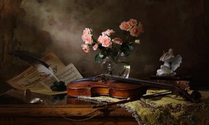 Romantic Violin and Roses by Andrey Morozov